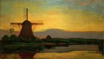 Oostzijder Mill in the Evening by Piet Mondrian